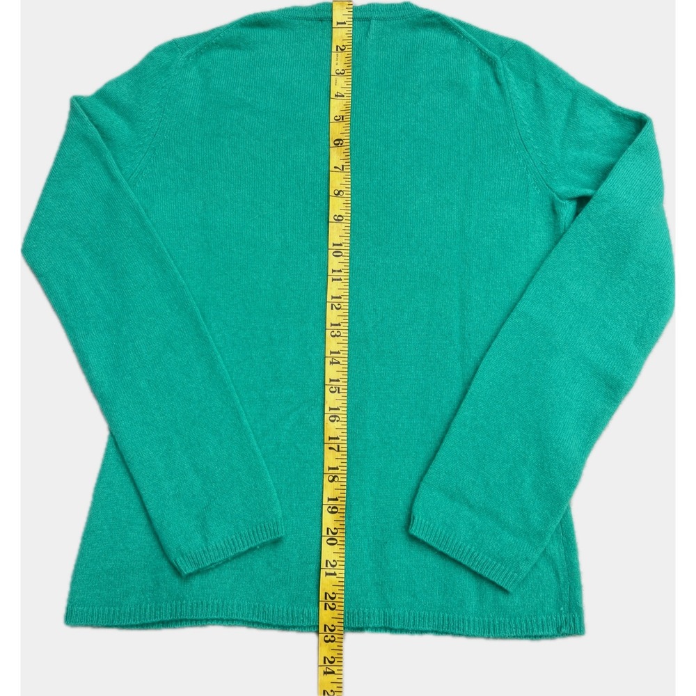 Peck & Peck Women's Green 100% Cashmere V-Neck Sweater Size M 2-Ply Knit - Picture 6 of 8